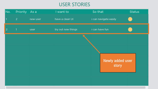 addto user story ui